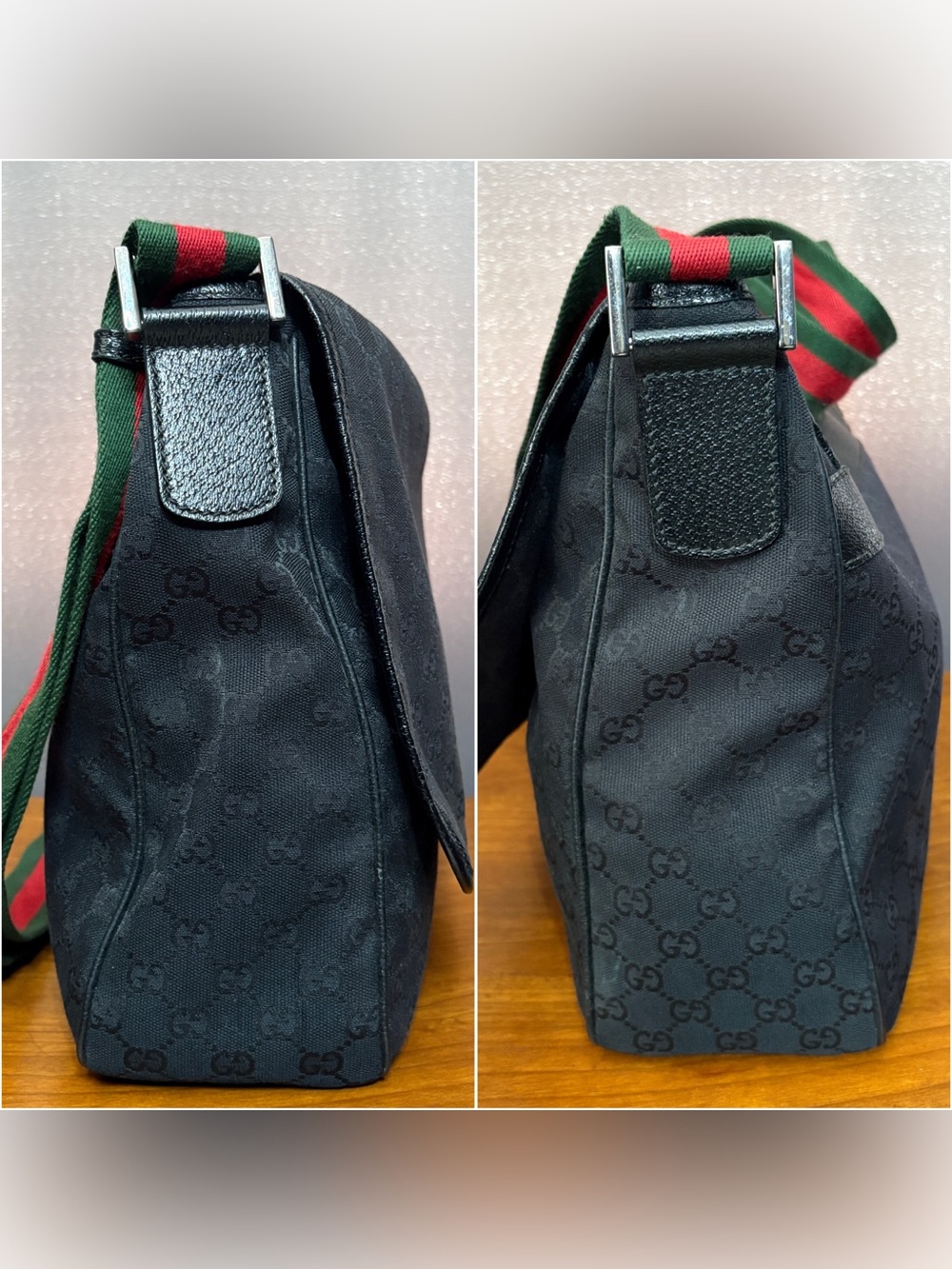 Gucci Black Messenger Bag with Green-Red Web Strap - Picture 11 of 11